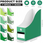 Jutom 48 Sets Cardboard Magazine Holders with Labels for School,Green - Image 2