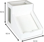 Victor Desk Pencil Cup With Angled Note Holder, Frosted Glass Window Desktop Organizer for Pens, Pencils, and Notes, 4.1 x 6.1 x 4.5-Inches, White - Image 4