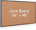 Extra Large Cork Bulletin Board 96" X 48", Foldable Notice Pin Board for Wall, Black Aluminum Framed 8'x4' Corkboard, Wall Mounted Noticeboard with 36 Push Pins for School, Home & Office by Justdowhatyouwanttodo