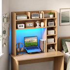 GOFLAME Desk Hutch, 8 Shelves Desktop Bookshelf, 31.5”, Natural - Image 3
