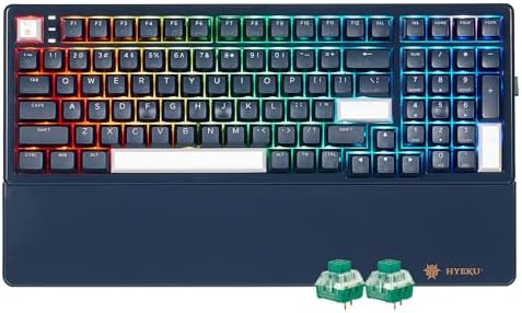 Hexgears Wireless Mechanical Keyboard with Number Pad,Wrist Rest,Gasket Structure,Tri-Mode BT5.0/USB-C/2.4GHz Hot Swappable Keyboard,Creamy Sound,RGB Backlit,Computer Gaming Keyboards(Clicky Switch) by HEXGEARS
