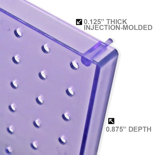Azar Displays 771620-PUR Plastic Pegboard for Wall Organization - Garage Tool Organizer Wall Mount (Pack of 2) - 1-Sided Durable Wall Panel Organizer (16” W x 20” H x 1” D) - Garage Organizer (Purple) - Image 4