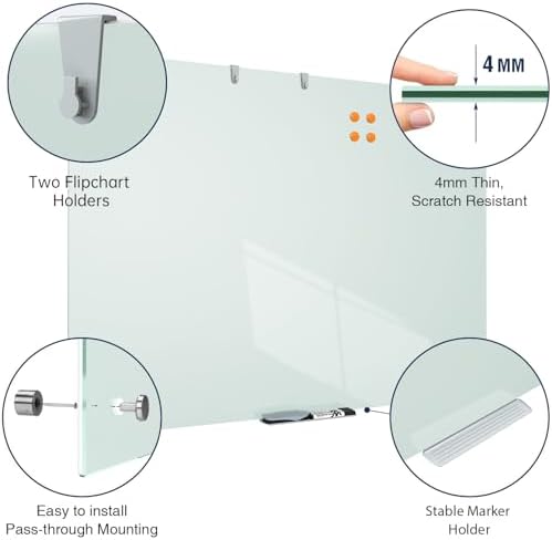 TSJ OFFICE White Board for Wall - 48" x 36" White Glass Board 4 X 3 FT - Image 2