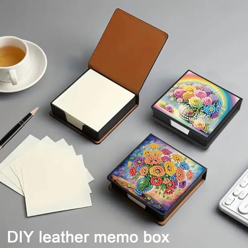 POETRYDRAW 4 Pcs Diamond Art Painting Kit Note Box, Diamond Art Notecard Box Sticky Note Holder for Adults Memo Pad Holder, Contains 160 Sheets of Paper (Vase) - Image 7