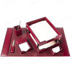 Dacasso Burgundy Bonded Leather Luxury 8-Piece Desk Accessory Set - Blotter Pad & Desk Organization Essentials - Executive Decor and Surface Protector - Image 6