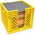 Mini Crate Sticky Note Holder Desk Organizer for Office, 2 Pack, yellow by Unknown