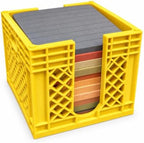Mini Crate Sticky Note Holder Desk Organizer for Office, 2 Pack, yellow by Unknown