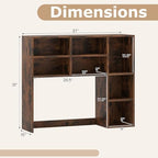 Tangkula Desktop Bookshelf, 37" Countertop Storage Hutch with 7 Cubes & 3 Adjustable Shelves, 3-Tier Desk Display Rack Organizer, Multipurpose Wood Desktop Hutch for Dorm Home Office (Rustic Brown) - Image 3