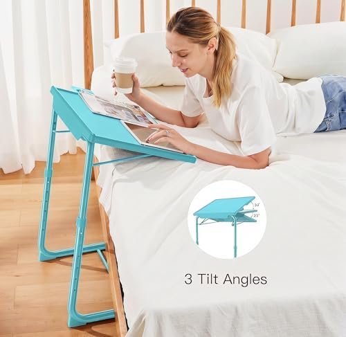 HUANUO Adjustable TV Tray Table with 6 Height & 3 Tilt Adjustments, Azure - Image 5