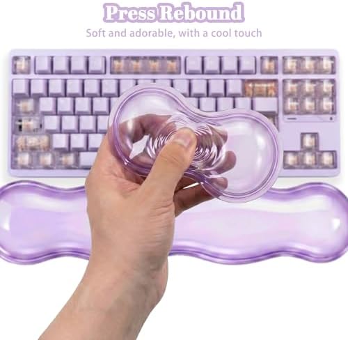 Computer Keyboard Stand Pad with Gel Wrist Rest Keyboard Pad Support with Comfortable Wrist Pad Easy Typing Ergonomic Tilted Acrylic Transparent Keyboard Riser Holder for Desktop Office Home Purple - Image 3