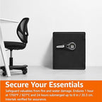 Amazon Basics Fireproof and Waterproof Safe Box with Digital Keypad Electronic Lock, Fire Resistant, Interior Lighting, Removable Shelf, for Home Use, 2.13 Cubic Feet, 24"H x 20.87"W x 19"D, Black - Image 7