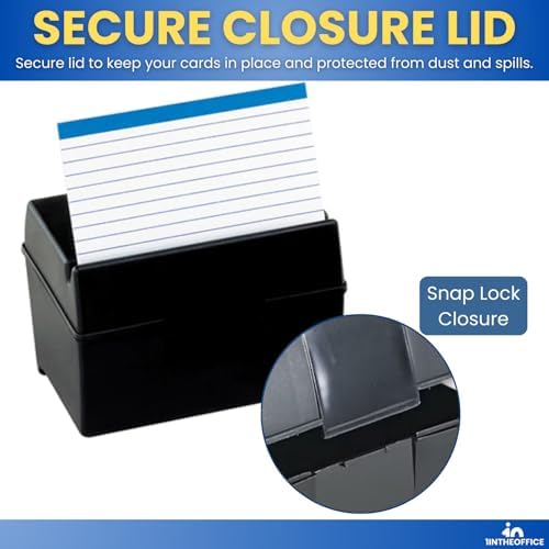 1InTheOffice Index Card Box & Holder 5x8, 400 Capacity & Guide Set A-Z, 1/5 Tab - Image 4