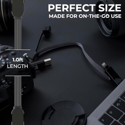 Rolling Square inCharge XL 6-in-1 Multi Charging Cable, Portable USB and USB-C Cable with 100W Ultra-Fast Charging Power, 1 Ft/0.3m, Urban Black - Image 4