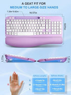 Hayyiesh Ergonomic Wave Keys Wireless Keyboard and Mouse Combo, Full Size with Memory Foam Wrist Rest & Phone Holder, 2.4G Cordless Set with USB-C Adapter for Windows Mac Desktop Laptop (Purple) - Image 4
