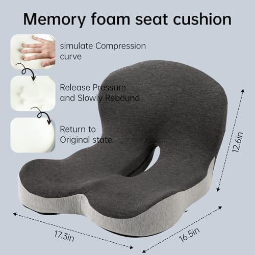 L-Shaped Memory Foam Seat Cushion with Back Support for Office Chair - Image 2