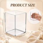 50 Pack Clear Acrylic Pen Holder Bulk Square Pencil Cups Makeup Brush Holder for Desk Pen Cup Holders Desktop Stationery Organizer for Classroom Teacher Supplies School Office Home - Image 3