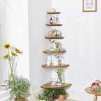 Corner Shelves, Floating Corner Shelf, Set of 3 Solid Oak Wood Corner Wall Shelves, Round End with Wire Hole Shelving for Small Plant for Bedroom Kitchen, Living Room (Size 9/10/12in) - Image 6