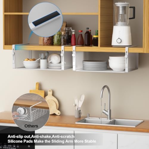 AmonHouseware 2Pack Under Shelf Basket,Adjustable Hanging Holder,White - Image 5