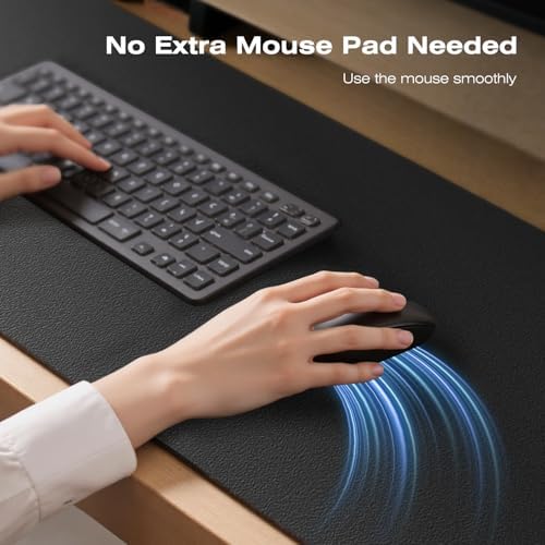 MONOMI Large Desk Mat 47.2" x 23.6",Leather Desk mat,Desk matt for Desktop,Large Mouse Pad,Office Desk mat,Waterproof Desk Blotter pad for Office&Home(Black) - Image 2