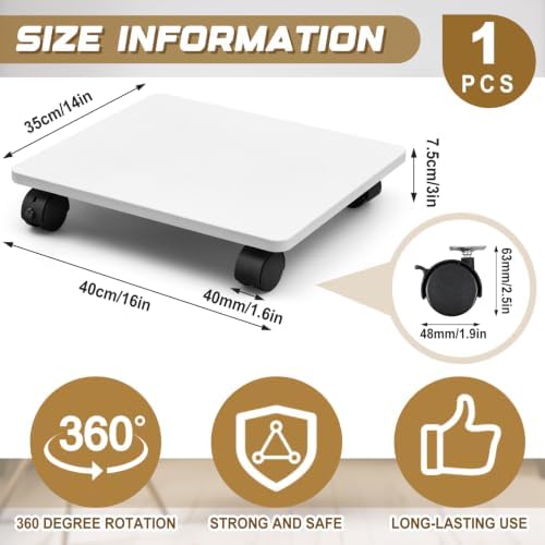 Beeveer 2 Pcs White Under Desk Printer Stand 15.8 x 13.8 x 3.2 Inches - Image 2