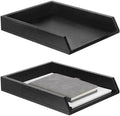 DoubleFill 2 Pcs Wooden Letter Tray 2 Tier Letter-Size Desk Tray, Black by DoubleFill
