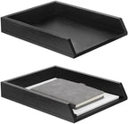 DoubleFill 2 Pcs Wooden Letter Tray 2 Tier Letter-Size Desk Tray, Black by DoubleFill