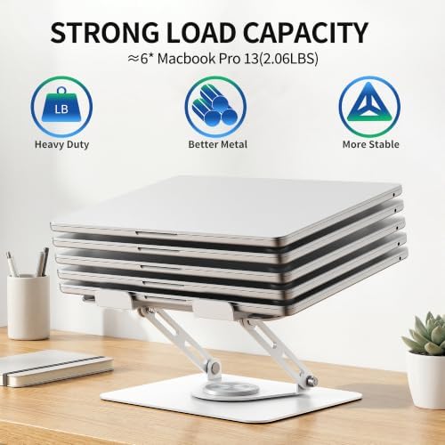 ALASHI 360° Rotating Laptop Stand, Multi-Angle, 10-17", White - Image 6
