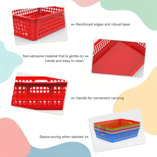 QRRICA 12 Pack Plastic Classroom Storage Baskets, Paper Trays for Classroom Organization & Turn in Trays for Teachers, Students, Desk Organizer Bin 13.8x10.6x3.1 Inch - Image 3