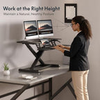 FLEXISPOT Standing Desk Converter 36" Desk Riser, Height Adjustable Desktop Riser Sit Stand Computer Workstation, Spacious Stand Up Desk Converter for Laptop Keyboard and Monitor Setup, Black - Image 4