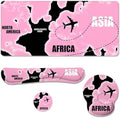 Pink World Map Desk Mat Set Travel Route Large Mouse Pad with Wrist Rest 4in1 Desk Mat for Desktop Ergonomic Keyboard Wrist Support Anti-Slip Computer Ergonomic Mouse Pad Home Office Gaming by Unknown