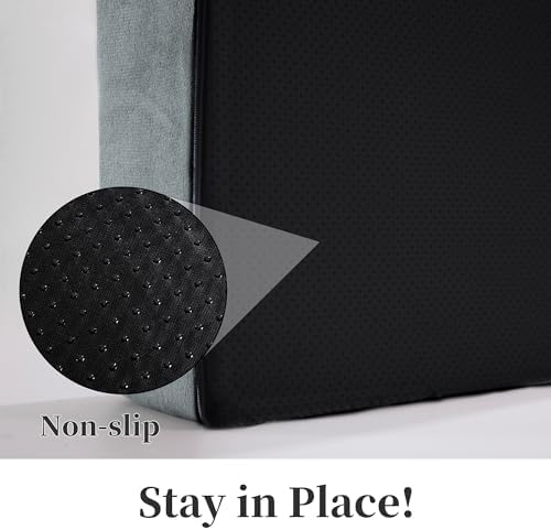 HOMBYS Foam Recliner Chair Cushions for Elderly, 4" Thick Chair Pads with Back Support for Office, Non-Slip Medium Firm Seat Cushion with Lumbar Pillow(Light Grey, 13" Backrest) - Image 5