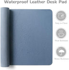Aothia Leather Desk Pad Protector, Office Desk Mat, Large Mouse Pad, Laptop Desk Pad, Non-Slip PU Leather Desk Blotter, Waterproof Desk Writing Pad for Office and Home (Denim Blue, 55" x 17") - Image 4