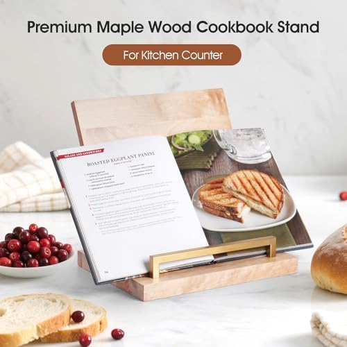 Wooden Recipe Book Holder& Kitchen Serving Tray for Kitchen Counter Decor - Image 5