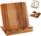 Scalloped Wooden Cookbook Stand for Kitchen Counter, 2 in 1 Recipe Book Holder & Charcuterie Board, Durable Serving Tray Easily Keeps Recipe and Cook Book Open by Whensimplicitymeetscomfort