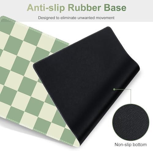 Large Gaming Mouse Pad Set, 4 in1 Ergonomics Keyboard Desk Mat with Memory Foam Wrist Rest, Extended Game Mousepad, Non-Slip Desk Pad Matt Easy Typing Pain Relief I Green Checkered - Image 7