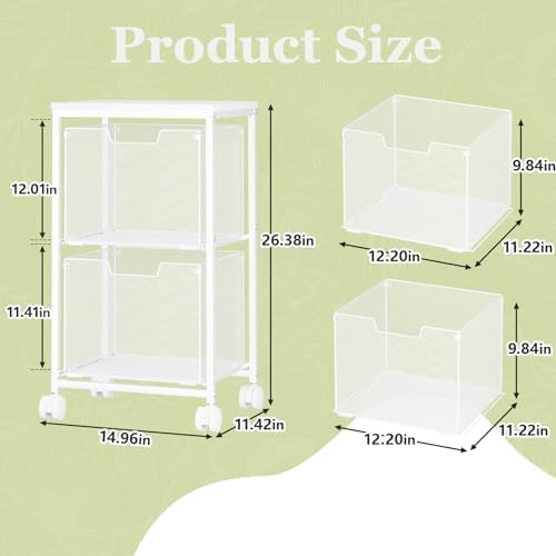 Rolling File Cart with 2 Storage Drawers,Under Desk Storage Cart - Image 3