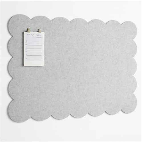 Orelle Scalloped Felt Bulletin Board | 35 x 23” | Foldable Peel and Stick Felt Board for Wall | Alternative Cork Board for Office, Message Board, Kids Art Display | Heather Gray by Orelle
