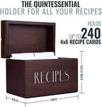 Wooden Recipe Box with 50 Recipe Cards & Dividers, 4x6 Card Holder, Walnut - Image 2