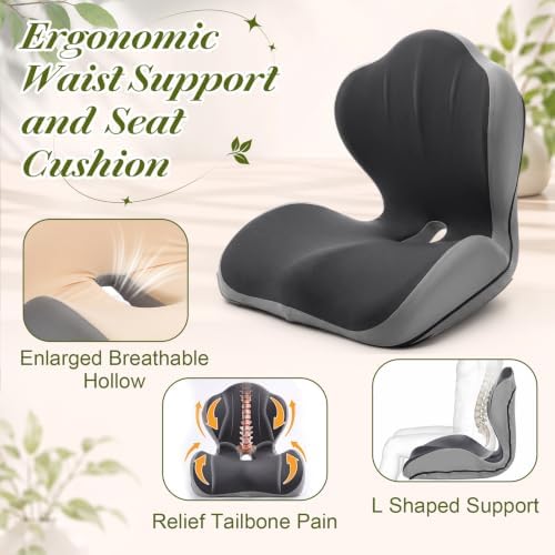 Chumia Ergonomic Seat Cushion Back Support for Office Chair Car, Gray - Image 5