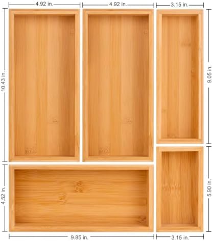 bamboo drawer organizer Set,expandable drawer dividers,wooden storage organizers,drawer organizers for kitchen, bathroom,flatware,Tea Bag Organizer (2 X 5PCS Natural) - Image 7