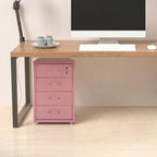 4 Drawer Vertical File Cabinet, Beige Metal File Cabinet with Lock(Pink) - Image 6