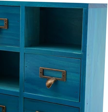 DKSLALALI Apothecary Cabinet Vintage, 9 Drawers Herb Storage Box Chinese Medicine Cabinet Index Card Catalog Desk Apothecary Shelf to Store Jewelry Medications Herbs (Blue) - Image 6
