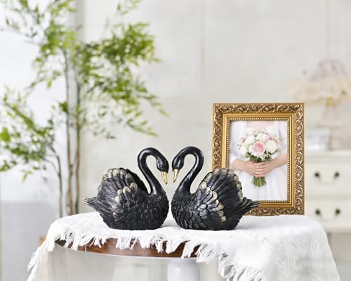 Swan Decorative Bookends,Resin Book Ends for Shelves,Unique Black Book Holders,Heavy Duty Swan Decor for Home Office Desk Bookshelf,Set of 2,Gifts for Anniversary - Image 6