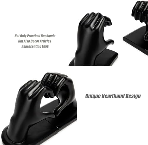 Decorative Bookends Solid Hearthands Sculpture Resin Book Ends, Black - Image 6
