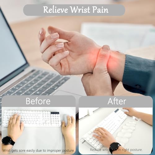 Gel Cloud Keyboard and Mouse Wrist Rest Set Transparent Acrylic Tilt Computer Keyboard Stand with Wrist Rest Ergonomic Silicone Mouse Wrist Pad for Keyboard Riser Holder for Desktop White 60%68% 75% - Image 6