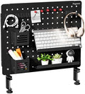 PEGZONE Clamp on Desk Pegboard, 20.4" x 16.5", with 15 Accessories, Black by Pegzone