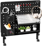 PEGZONE Clamp on Desk Pegboard, 20.4" x 16.5", with 15 Accessories, Black by Pegzone