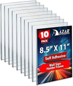 Azar Displays, 122021 Adhesive Clear Acrylic Wall Sign Holder Display, Vertical Portrait Frame for Posters, Flyers, Art, Business, School, Nameplates & Doorway Signs, 8.5" x 11" (10) by AzarDisplays