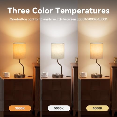 Fenmzee Bedside Lamps for Bedroom Set - 18" Beige Table Lamp for Nightstand - Image 4
