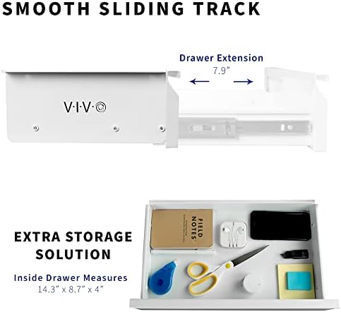 VIVO White 16 x 9 inch Under Desk Slide Out Drawer, DESK-AC03A-W - Image 4
